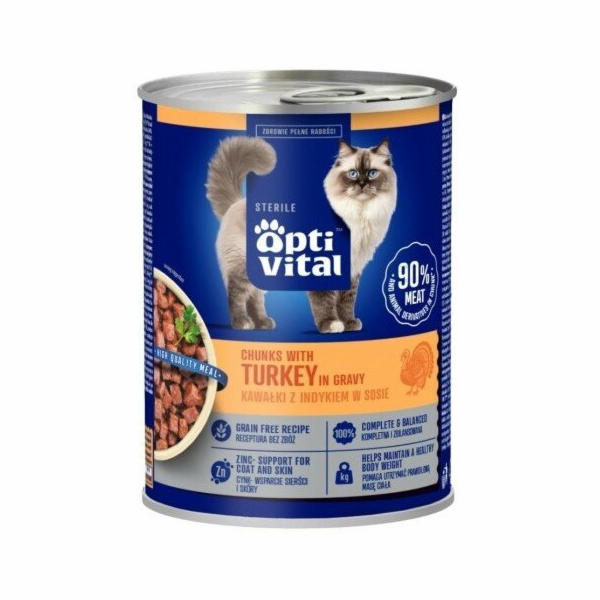 OPTIVITAL Sterile Chunks with turkey in gravy - mokré krm...
