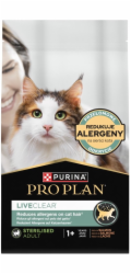 PURINA Pro Plan LiveClear Sterilised Rich in salmon - suché krmivo pro kočky - 1,4kg