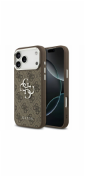 Guess&nbsp;PU&nbsp;4G&nbsp;Metal&nbsp;Logo&nbsp;kryt&nbsp;iPhone&nbsp;17&nbsp;Pro&nbsp;Max&nbsp;hnedý