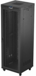 Lanberg 19palcová stojící racková skříň 47U 800x800 s perforovanými dveřmi, LCD, černá (ploché balení)