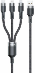 Awei USB kabel USB-A - USB-C + microUSB + Lightning 1,2 m černý