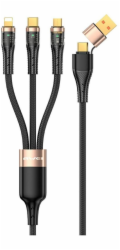 Awei USB kabel USB-A + USB-C - USB-C + microUSB + Lightning černý