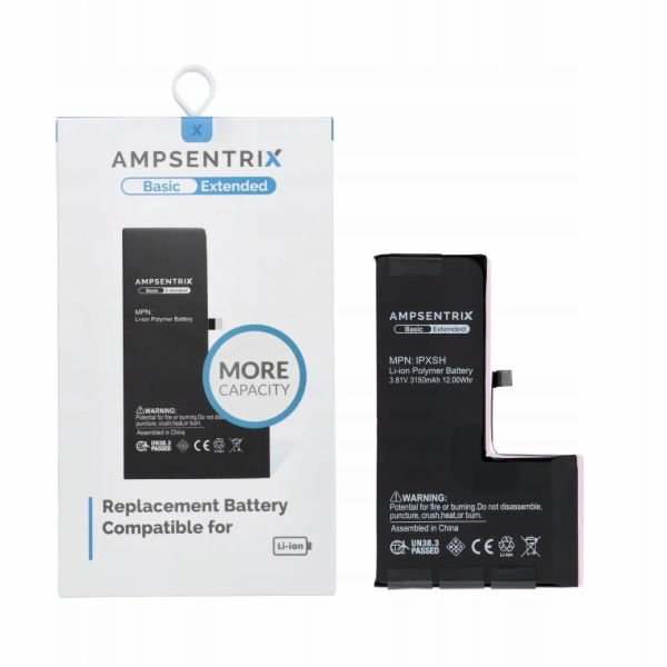 Inne Základní baterie AmpSentrix pro iPhone XS (zvýšená k...