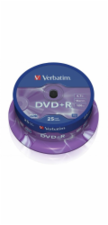 VERBATIM DVD+R(25-Pack)Spindl/MattSlvr/16x/4.7GB