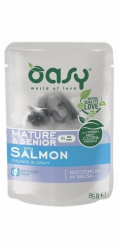 OASY Chunks in gravy Mature & Senior with Salmon - mokré krmivo pro kočky - 85g
