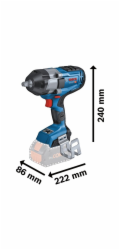 Bosch Powertools Akumulátorový rázový utahovák PRO BITURBO GDS 18V-1000 C Professional (bez nářadí), 18 V (modro-černý, bez baterie a nabíječky, 1/2")