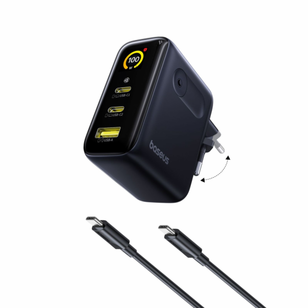 Baseus PicoGo AE21 Charger 2C+A 100W Black + Type-C 1.5m ...