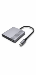 Gembird A-CM-COMBO3-04 Víceportový adaptér USB typu C 3 v 1 (2x USB port + 2x HDMI + PD), vesmírně šedý