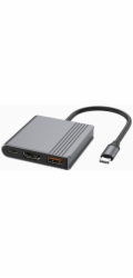Gembird A-CM-COMBO3-05 Víceportový adaptér USB typu C 3 v 1 (USB port + HDMI + USB-C video), vesmírně šedý