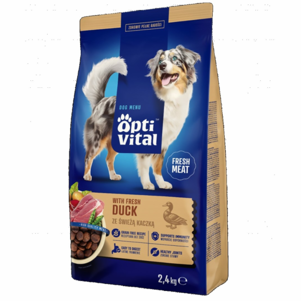 OPTIVITAL With fresh duck - suché krmivo pro psy - 2,4kg