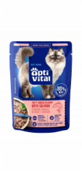 OPTIVITAL Tasty shreds in gravy with salmon - mokré krmivo pro kočky - 85g