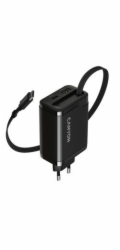 CANYON charger OnCharge 65RC Build-In Cable USB-C 65W 1xPD 1xQC EU Black