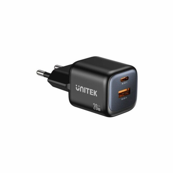UNITEK síťová nabíječka 2x GAN 20 W, černá