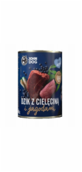 JOHN DOG Berry Line Puppy Wild boar with calf and blueberries - vlhké krmivo pro psy - 400g