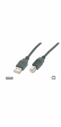 Digitus USB kabel A/samec na  B/samec, 2x stíněný, černý, 3m