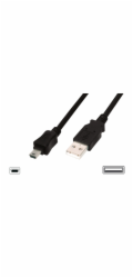 Digitus USB kabel USB A samec na B-mini 5pin samec, 2x stíněný, Měď, 3m, černý
