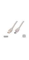 Digitus USB kabel A/samec na B-samec, 2x stíněný, béžový, 3m 