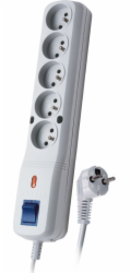 Napájecí lišta Lestar LF-530WA 5+ ochrana proti přepětí 5 zásuvek 1,5 m šedá