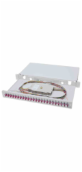 Digitus Fiber Optic Sliding Splice Box, 1U, Equipped 24x LC duplex, incl. M 25 Screw, Splice Cassette Color Pigtails OM4, Adapter