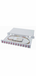 Digitus Fiber Optic Sliding Splice Box, 1U, Equipped 12x SC duplex, incl. M 25 Screw, Splice Cassette Color Pigtails OM4, Adapter