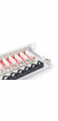 DIGITUS 19" patch panel 24port 0,5U Cat6A, STP, Krone LSA+, vyväz. lišta, sivý RAL7035 