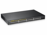 Zyxel GS1900-48HP v2 50-port Gigabit Web Smart PoE switch, 48x gigabit RJ45 (z toho 24x PoE), 2x SFP, PoE budget 170W