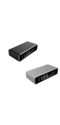 GEMBIRD DAC-WPC-01-S Gembird digitální budík s funkcí bezdrátové nabíječky pro smartphone, stříbrný
