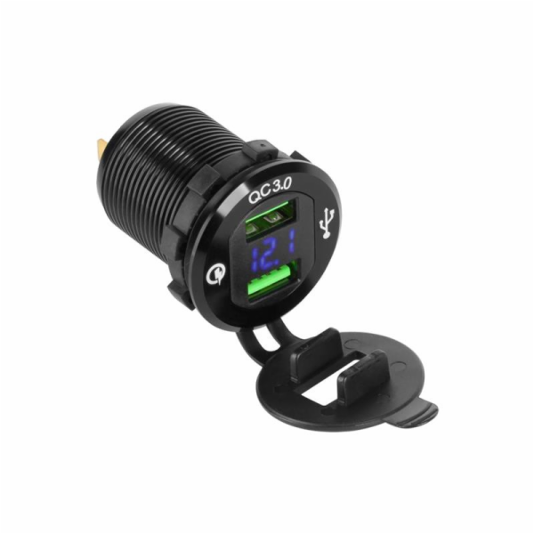 Nabíječka PeiYing 2xUSB Quick Charge autonabíječka s měři...