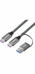 USB-C kabel ( USB 3.2 GEN 2, 5A, 100W, 20Gbit/s ) bavlněný oplet, 2m