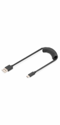Digitus AK-300430-006-S USB Typ A na USB Typ C Pružinový USB 2.0, PD60W Max, 1m DIGITUS USB Typ A na USB Typ C Pružinový kabel TPE USB 2.0, PD60W Max; 1m