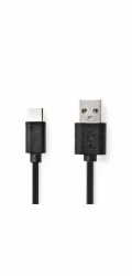 NEDIS kabel USB 2.0/ zástrčka USB-C - zástrčka USB-A/ černý/ bulk/ 2m