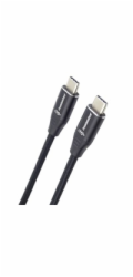 PREMIUMCORD Kabel USB-C M/M, 240W 480Mbps černý bavlněný oplet, 0,5m