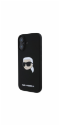 Karl Lagerfeld Pouzdro KARL LAGERFELD pro IPHONE 16 kompatibilní s MagSafe KLHMP16SSKHPPLK (stříbrný potisk hlavy KL) černé