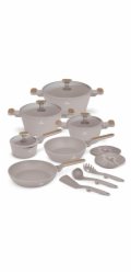 Sada nádobí s titanovým povrchem 15 ks Taupe Nordic Collection BH-8344