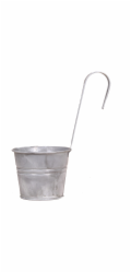 Zinkové závěsné nástěnné vědro 15 cm x 15,5 cm x 37 cm, stříbrné