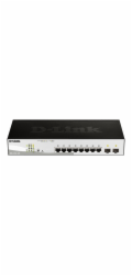 D-Link DGS-1210-10P 10-port Gigabit Smart+ PoE Switch, 8x GbE PoE+, 2x SFP, PoE 65W, fanless