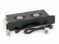 Ventilační jednotka Triton 19" Horizontální 230V/46W, 2U, 2x ventil, bimetalový termostat, černá