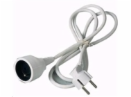 PREMIUMCORD Prodlužovací přívod 230V 2m, 1 zásuvka (M/F) bílá