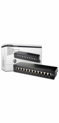 DIGITUS Desktop CAT 6A Patch Panel, stíněný třídy EA, 12 portů RJ45, 8P8C, LSA