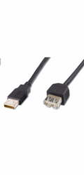 PremiumCord USB 2.0 kabel prodlužovací, A-A, 2m černá