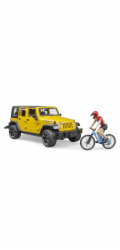 BRUDER Jeep Wrangler Rubicon Unlimited (gelb/schwarz, Inkl. Mountainbike und Radfahrer)