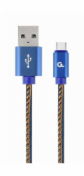 GEMBIRD Kabel USB 2.0 AM na Type-C kabel (AM/CM), 1m, opletený, jeans, blister, PREMIUM QUALITY