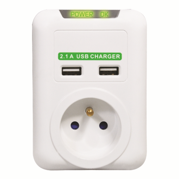 Bezdrátové logo 1 zásuvka, 2x USB