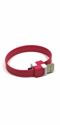 USB kabel Logo microUSB poutko na zápěstí, růžové