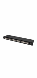LANBERG PATCH PANEL 24 PORTŮ 1U 19" CAT.6A FTP STÍNĚNÝ ČERNÝ