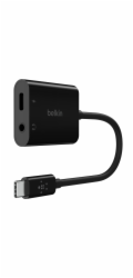 Belkin USB-C adaptér/rozdvojka 1x USB-C M/ 1x USB-C F napájení 60W + 1x 3,5mm jack, černá