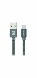 Data kabel SWISSTEN Textile USB-C 1,2 m, šedá