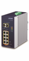 Planet IGS-1020PTF-12V Průmyslový L2 PoE switch, 8x1Gb + 2xSFP, 802.3at 30/240W, IP30, -40~+75°C, 12-56VDC