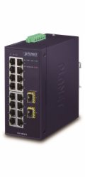 Planet IGS-1820TF Průmyslový Switch 16x1Gb, 2xSFP, dual 12-48VDC/24VAC, -40~+75°C, fanless
