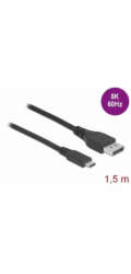 Delock Obousměrný kabel USB Type-C na DisplayPort (režim DP Alt) s certifikací 8K 60 Hz 1,5 m DP 8K